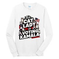 Cat Lady Voting For Kamala Harris 2024 1st Female President Tall Long Sleeve T-Shirt