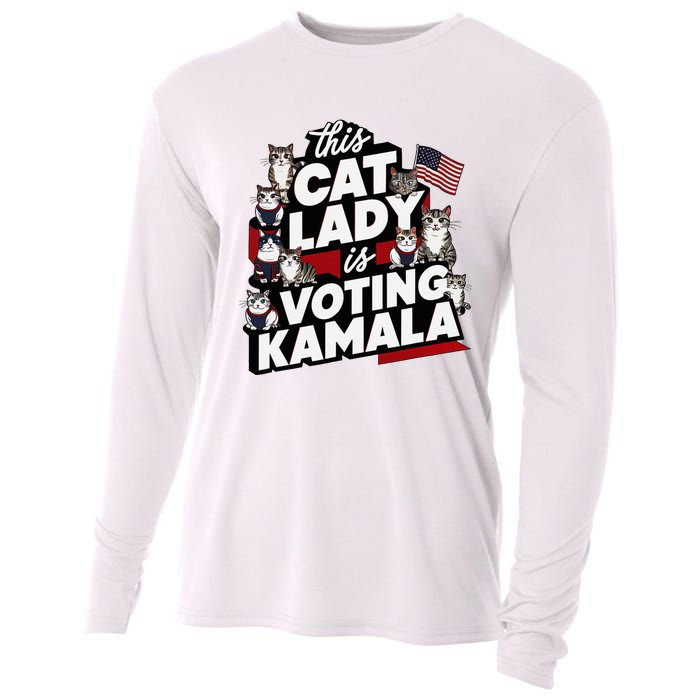 Cat Lady Voting For Kamala Harris 2024 1st Female President Cooling Performance Long Sleeve Crew