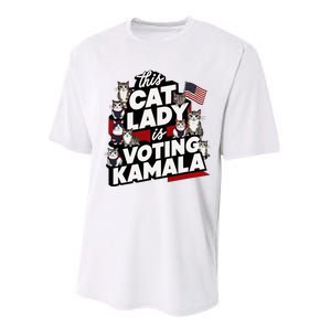 Cat Lady Voting For Kamala Harris 2024 1st Female President Performance Sprint T-Shirt