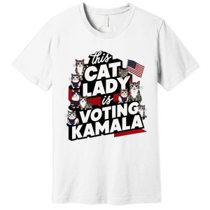 Cat Lady Voting For Kamala Harris 2024 1st Female President Premium T-Shirt