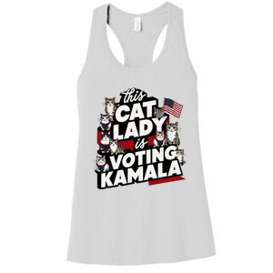 Cat Lady Voting For Kamala Harris 2024 1st Female President Women's Racerback Tank