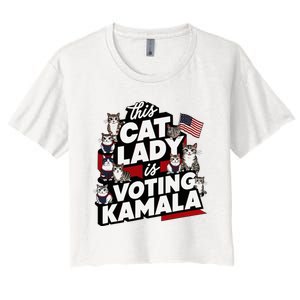 Cat Lady Voting For Kamala Harris 2024 1st Female President Women's Crop Top Tee