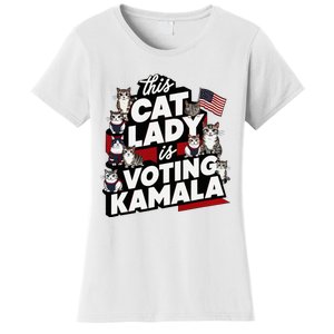 Cat Lady Voting For Kamala Harris 2024 1st Female President Women's T-Shirt