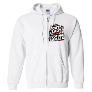 Cat Lady Voting For Kamala Harris 2024 1st Female President Full Zip Hoodie