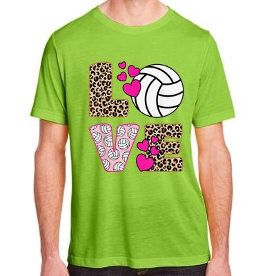 Cute Love Volleyball Leopard Print  Ladies Volleyball Adult ChromaSoft Performance T-Shirt