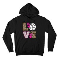 Cute Love Volleyball Leopard Print  Ladies Volleyball Hoodie