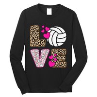 Cute Love Volleyball Leopard Print  Ladies Volleyball Long Sleeve Shirt