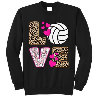 Cute Love Volleyball Leopard Print  Ladies Volleyball Sweatshirt