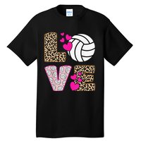 Cute Love Volleyball Leopard Print  Ladies Volleyball Tall T-Shirt