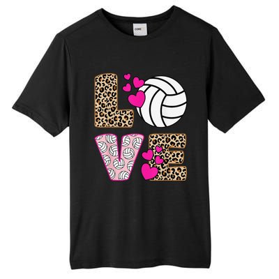 Cute Love Volleyball Leopard Print  Ladies Volleyball Tall Fusion ChromaSoft Performance T-Shirt