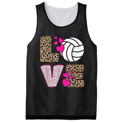 Cute Love Volleyball Leopard Print  Ladies Volleyball Mesh Reversible Basketball Jersey Tank