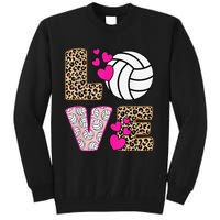 Cute Love Volleyball Leopard Print  Ladies Volleyball Tall Sweatshirt