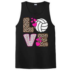 Cute Love Volleyball Leopard Print  Ladies Volleyball PosiCharge Competitor Tank