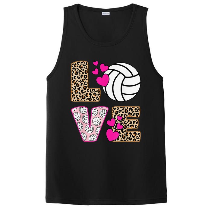 Cute Love Volleyball Leopard Print  Ladies Volleyball PosiCharge Competitor Tank