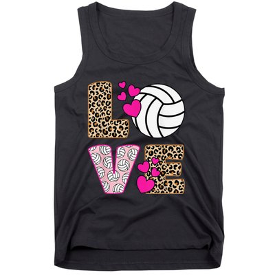 Cute Love Volleyball Leopard Print  Ladies Volleyball Tank Top