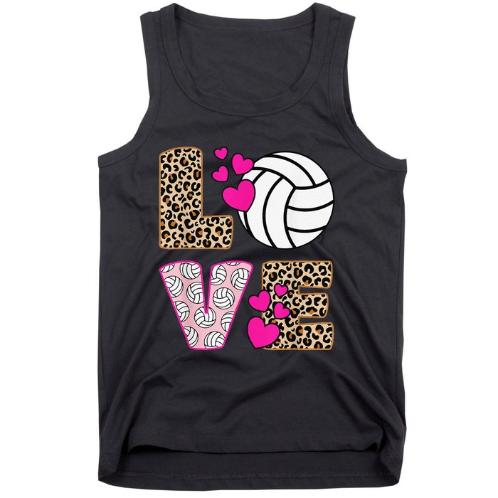 Cute Love Volleyball Leopard Print  Ladies Volleyball Tank Top