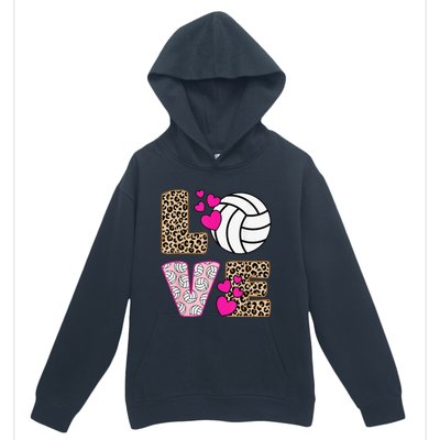 Cute Love Volleyball Leopard Print  Ladies Volleyball Urban Pullover Hoodie