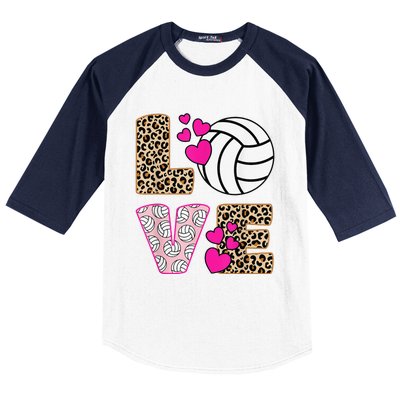 Cute Love Volleyball Leopard Print  Ladies Volleyball Baseball Sleeve Shirt