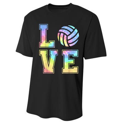 Cute Love Volleyball Tie Dye Volleyball funny player coach Performance Sprint T-Shirt