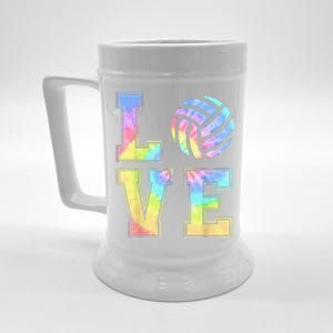 Cute Love Volleyball Tie Dye Volleyball funny player coach Beer Stein