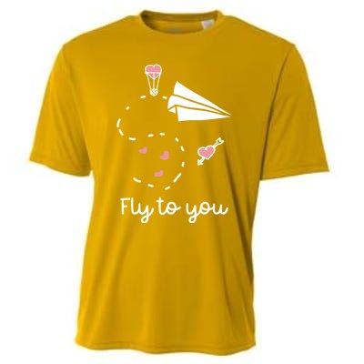 Cute Love Valentines Day Gift Fly To You Paper Airplane Gift Cooling Performance Crew T-Shirt