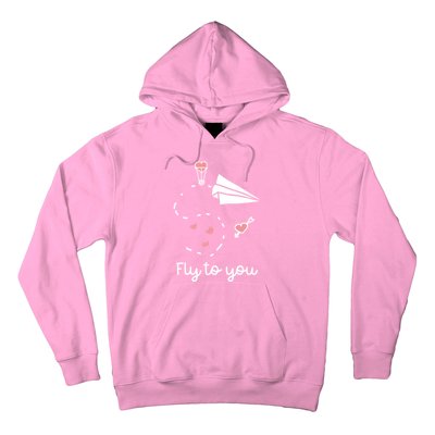 Cute Love Valentines Day Gift Fly To You Paper Airplane Gift Hoodie