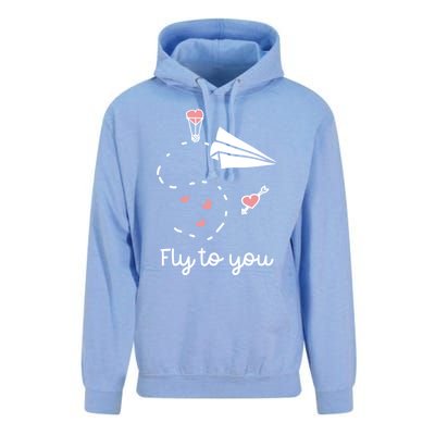 Cute Love Valentines Day Gift Fly To You Paper Airplane Gift Unisex Surf Hoodie