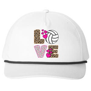 Cute Love Volleyball Leopard Print Women Ladies Volleyball Snapback Five-Panel Rope Hat