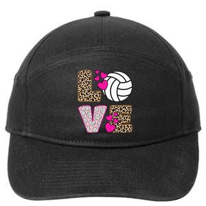 Cute Love Volleyball Leopard Print Women Ladies Volleyball 7-Panel Snapback Hat