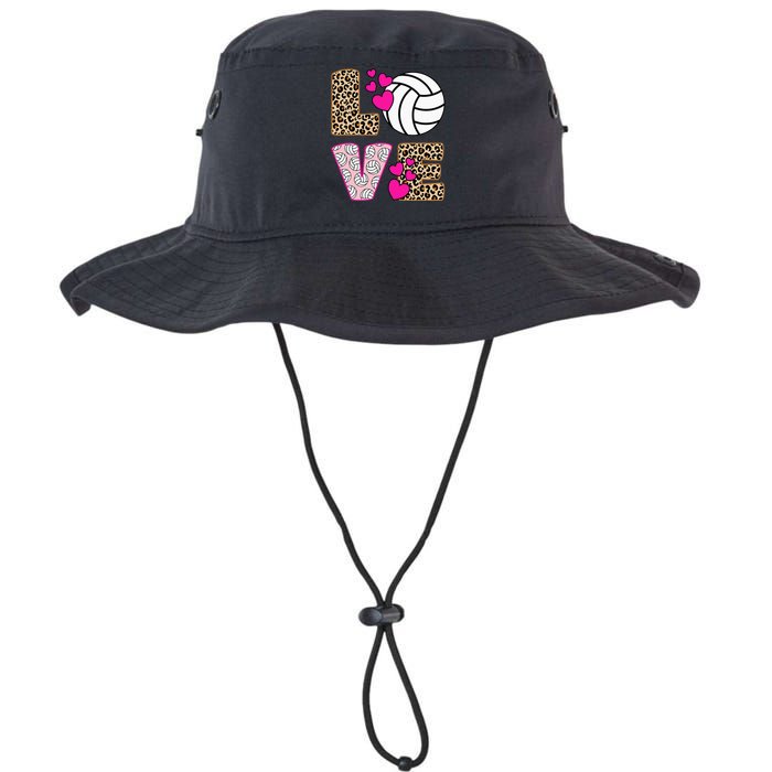 Cute Love Volleyball Leopard Print Women Ladies Volleyball Legacy Cool Fit Booney Bucket Hat