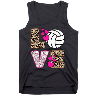 Cute Love Volleyball Leopard Print Women Ladies Volleyball Tank Top