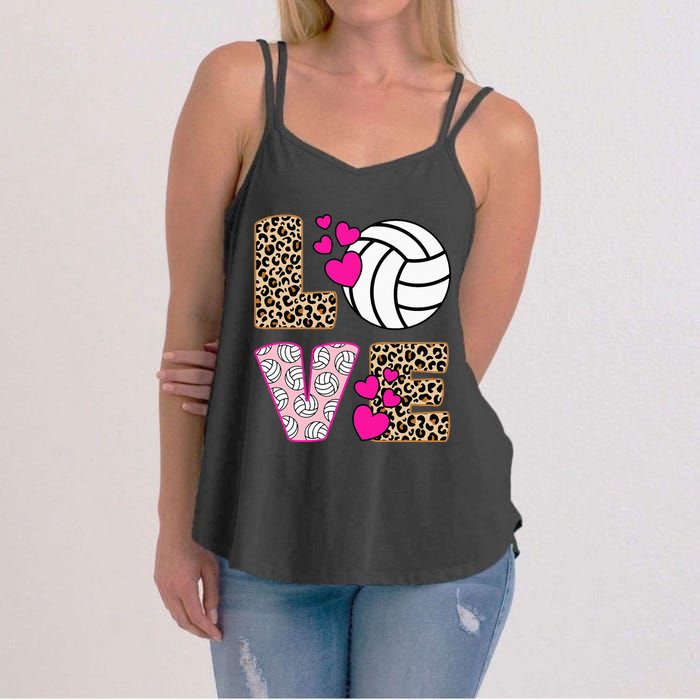 Cute Love Volleyball Leopard Print Women Ladies Volleyball Women's Strappy Tank