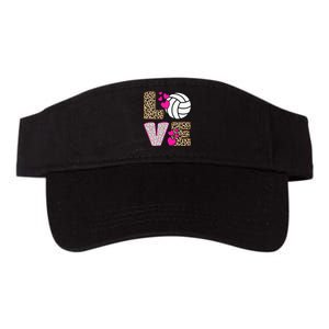 Cute Love Volleyball Leopard Print Women Ladies Volleyball Valucap Bio-Washed Visor