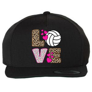 Cute Love Volleyball Leopard Print Women Ladies Volleyball Wool Snapback Cap