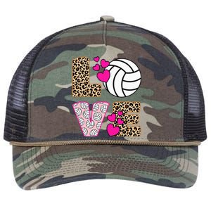 Cute Love Volleyball Leopard Print Women Ladies Volleyball Retro Rope Trucker Hat Cap