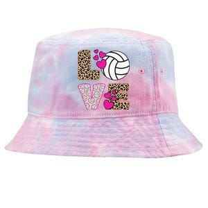 Cute Love Volleyball Leopard Print Women Ladies Volleyball Tie-Dyed Bucket Hat