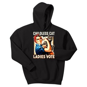 Cat Ladies Vote Rosie The Riveter Childless Cat Ladies Vote Kids Hoodie