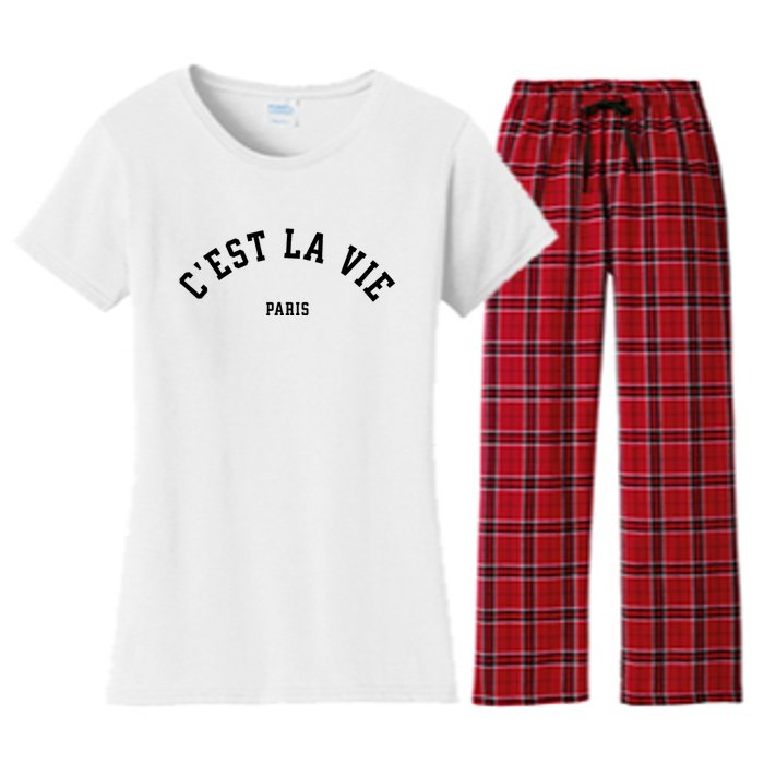 Cest La Vie Paris France Women Vintage Summer Graphic Women's Flannel Pajama Set