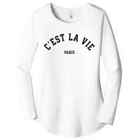 Cest La Vie Paris France Women Vintage Summer Graphic Women's Perfect Tri Tunic Long Sleeve Shirt