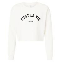 Cest La Vie Paris France Women Vintage Summer Graphic Cropped Pullover Crew