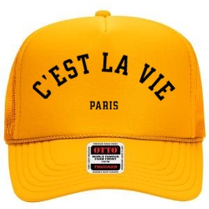 CEst La Vie Paris France Summer High Crown Mesh Back Trucker Hat