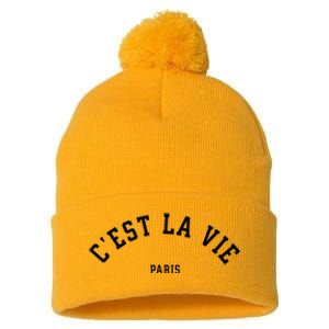 CEst La Vie Paris France Summer Pom Pom 12in Knit Beanie