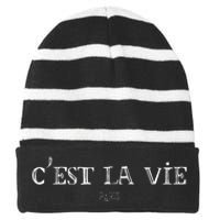 CEst La Vie Cute French Paris Europe European Travel Striped Beanie with Solid Band