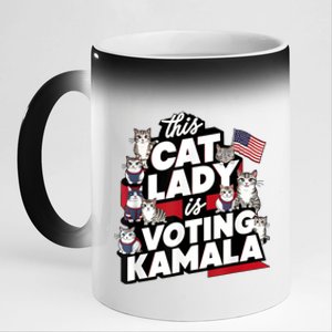 Cat Lady Voting For Kamala Harris 2024 1st Female President 11oz Black Color Changing Mug