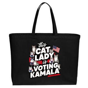 Cat Lady Voting For Kamala Harris 2024 1st Female President Cotton Canvas Jumbo Tote