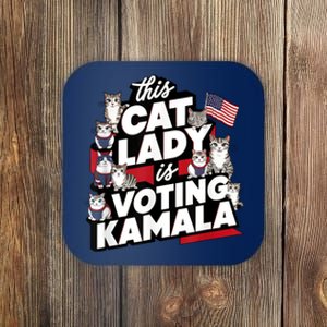 Cat Lady Voting For Kamala Harris 2024 1st Female President Coaster