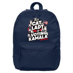 Cat Lady Voting For Kamala Harris 2024 1st Female President 16 in Basic Backpack