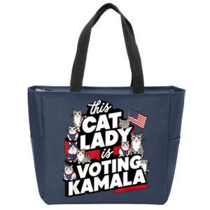 Cat Lady Voting For Kamala Harris 2024 1st Female President Zip Tote Bag