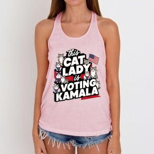 Cat Lady Voting For Kamala Harris 2024 1st Female President Women's Knotted Racerback Tank