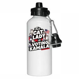 Cat Lady Voting For Kamala Harris 2024 1st Female President Aluminum Water Bottle